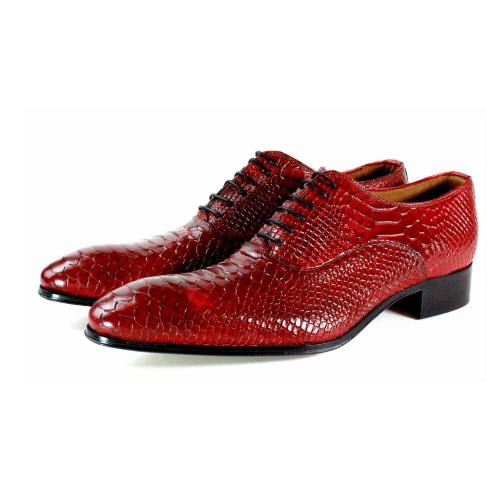 George Red Crocodile Printed Calfskin Oxford